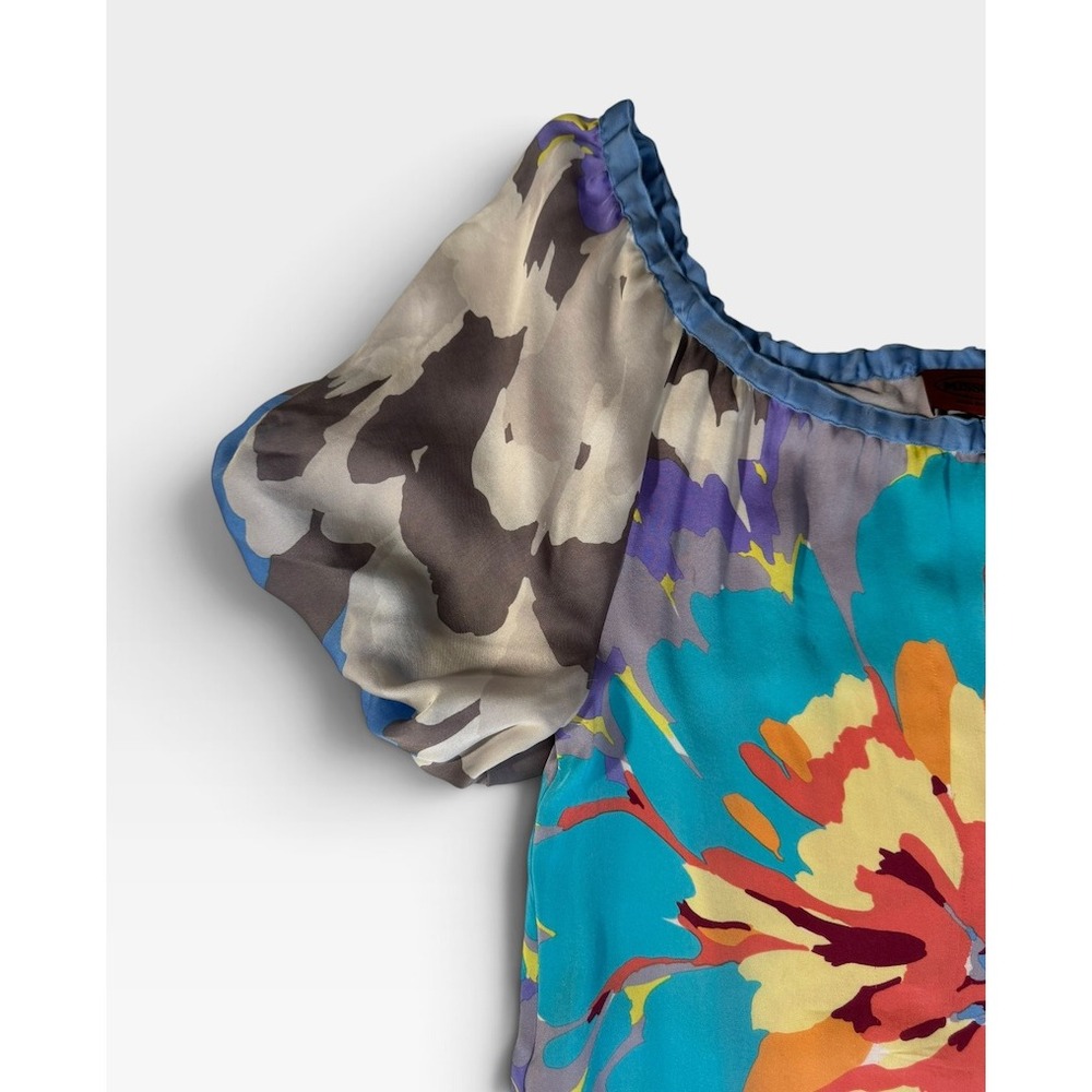 Vintage Missoni Silk Floral Dress IT38 XS Puff Sleeve Multicolor Made in Italy - Picture 5 of 15